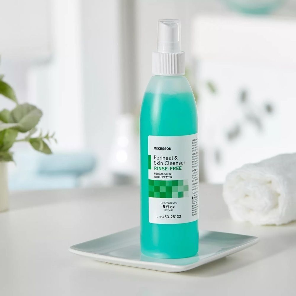 McKesson Perineal Skin Cleanser Women's 8 oz Rinse-Free Herbal‎ Scent Liquid